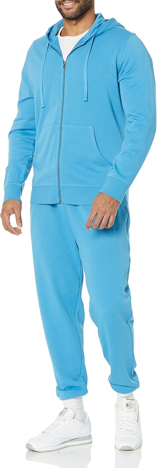 image:imageAmazon Essentials Mens LongSleeve French Terry FullZip Hoodie Available in Big amp TallTurquoise Blue
