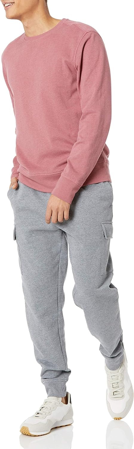 image:imageAmazon Essentials Mens LongSleeve Lightweight French Terry Crewneck SweatshirtPink