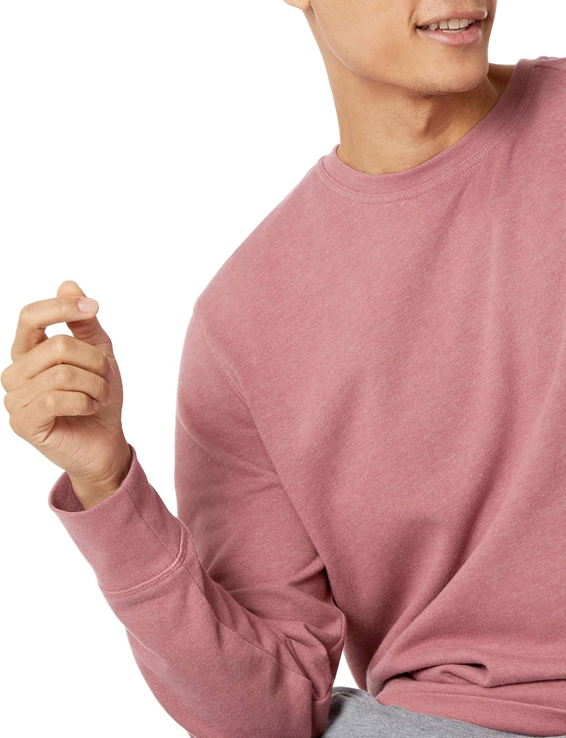 image:imageAmazon Essentials Mens LongSleeve Lightweight French Terry Crewneck SweatshirtPink