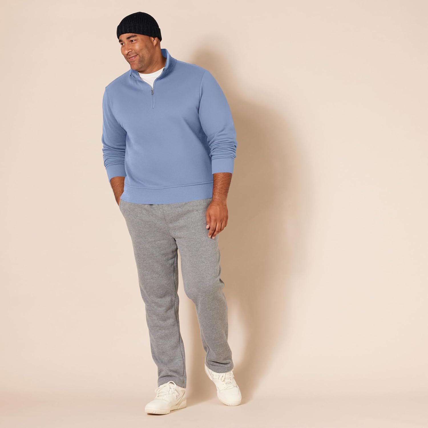 image:imageAmazon Essentials Mens LongSleeve QuarterZip Pullover Fleece SweatshirtBlue