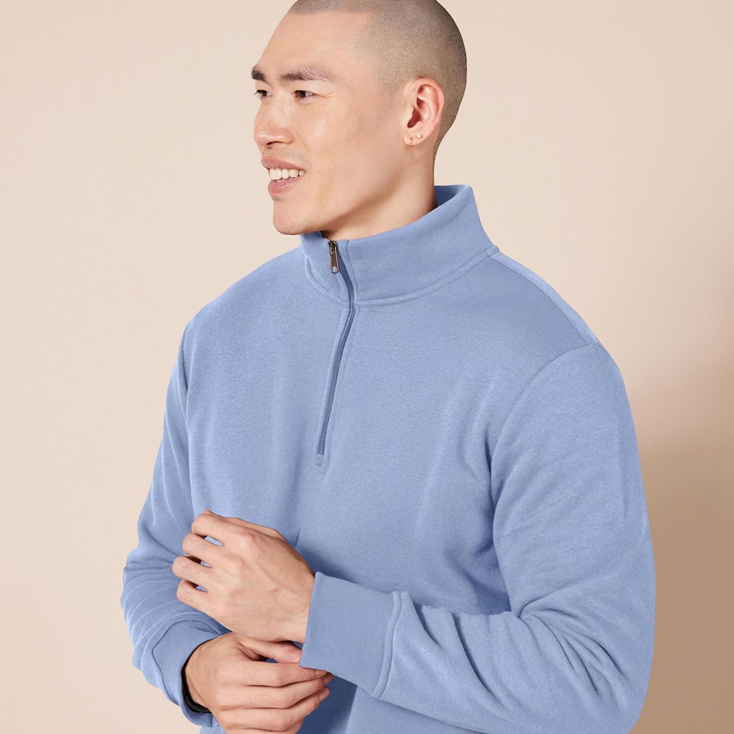 image:imageAmazon Essentials Mens LongSleeve QuarterZip Pullover Fleece SweatshirtBlue