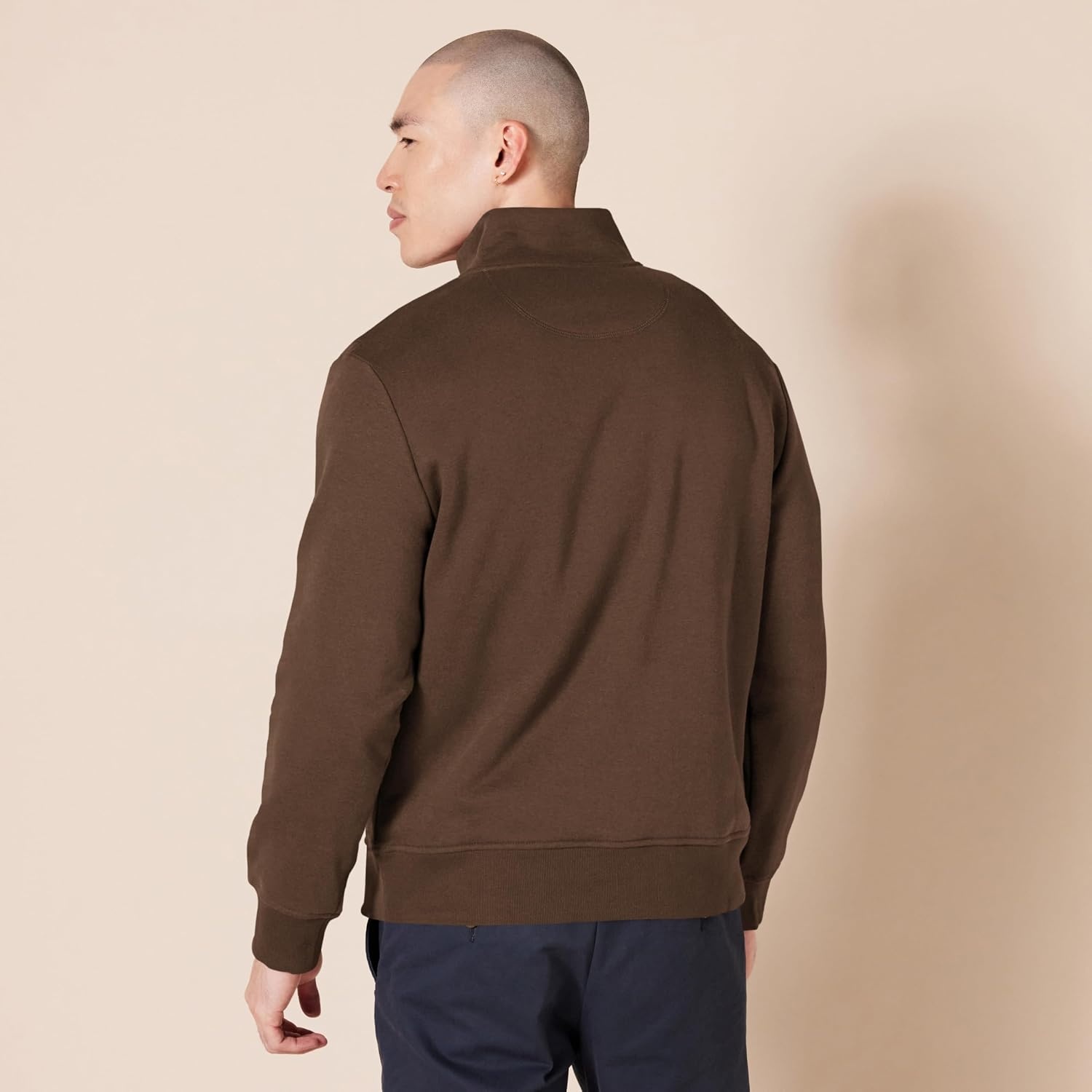 image:imageAmazon Essentials Mens LongSleeve QuarterZip Pullover Fleece SweatshirtMedium Brown