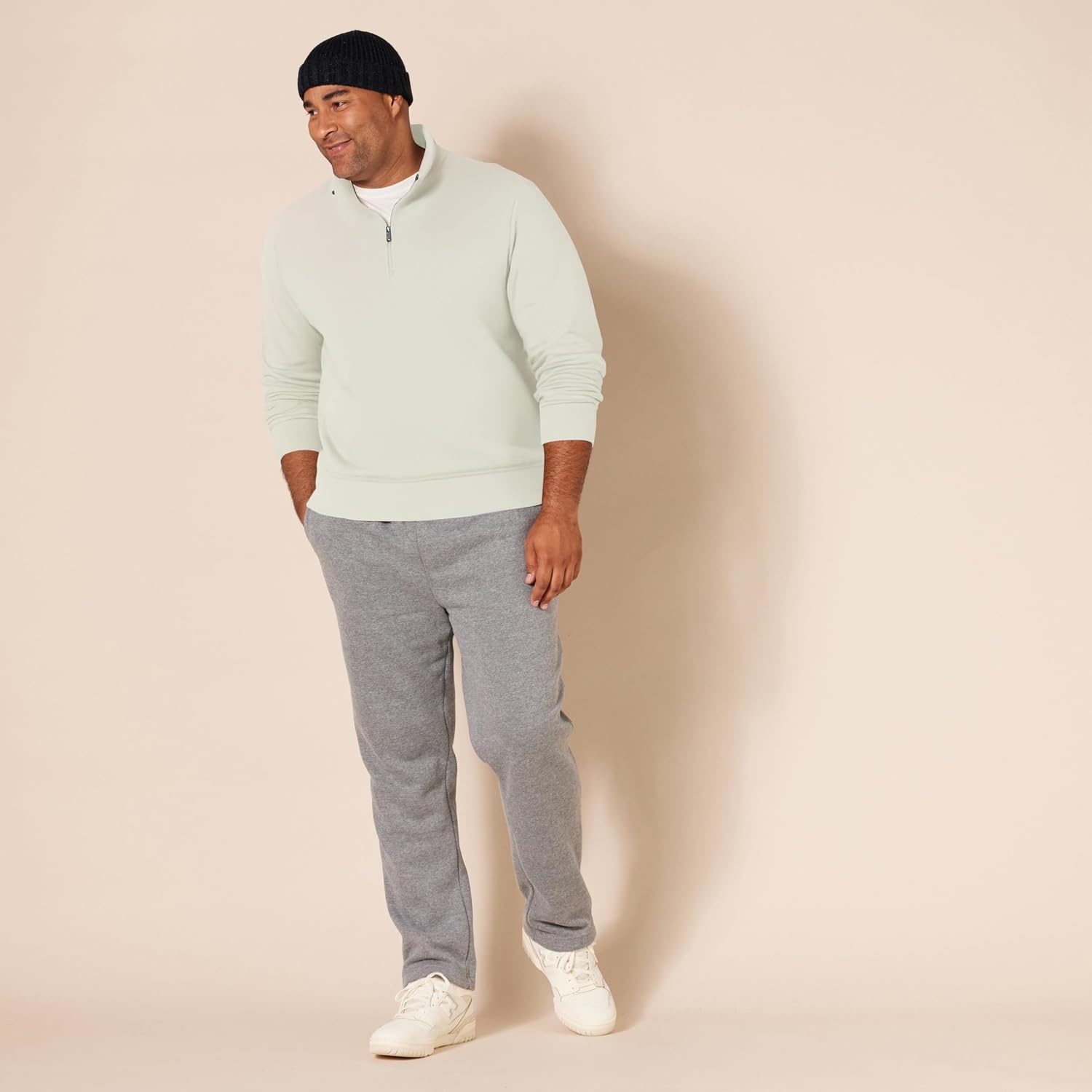 image:imageAmazon Essentials Mens LongSleeve QuarterZip Pullover Fleece SweatshirtOffwhite