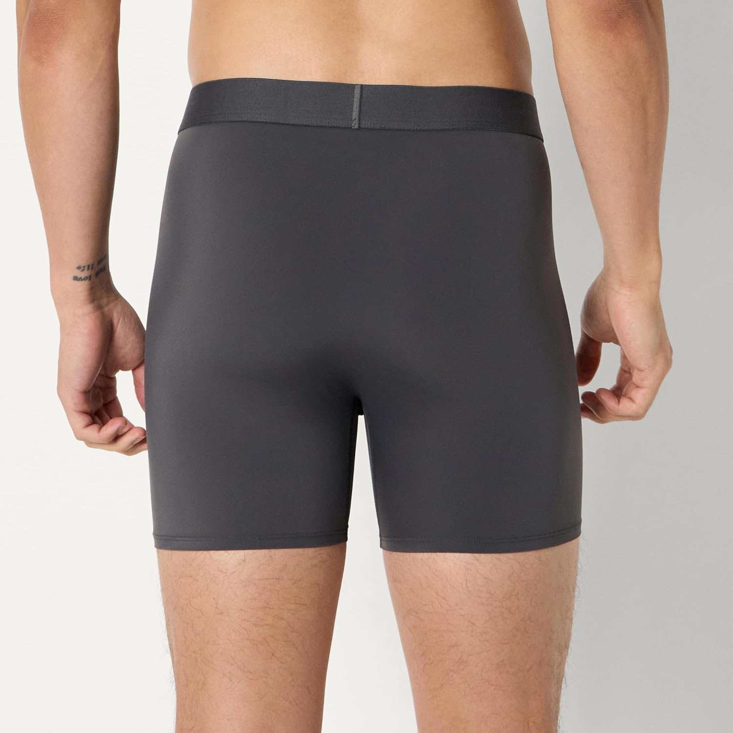 image:imageAmazon Essentials Mens Microfiber Boxer Shorts Underwear Pack of 3Black Charcoal Gray Light Gray