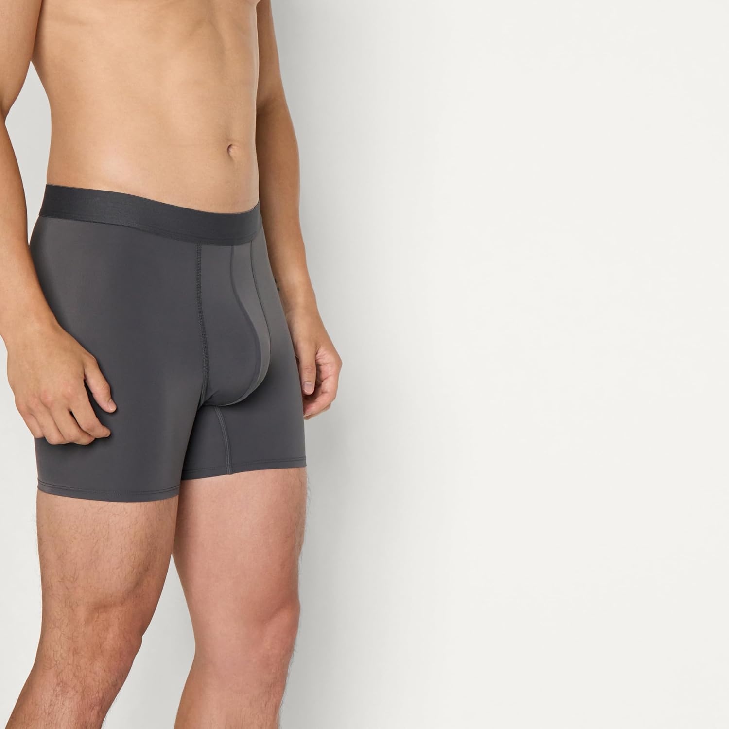 image:imageAmazon Essentials Mens Microfiber Boxer Shorts Underwear Pack of 3Black Charcoal Gray Light Gray