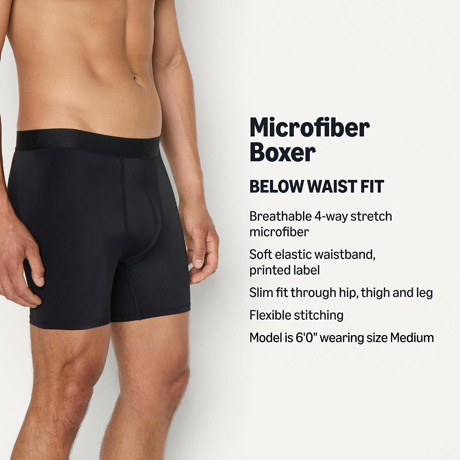 image:imageAmazon Essentials Mens Microfiber Boxer Shorts Underwear Pack of 3Black