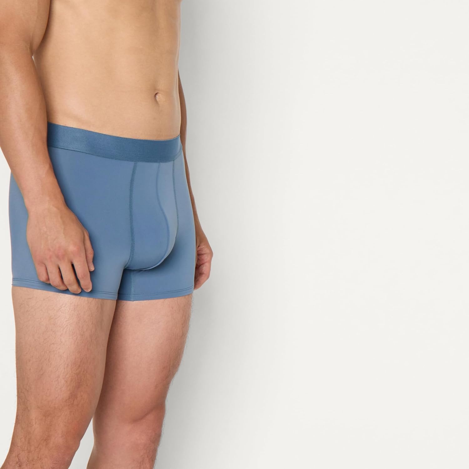 image:imageAmazon Essentials Mens Microfiber Boxer Shorts Underwear Pack of 3Navy Blue Blue Light Gray