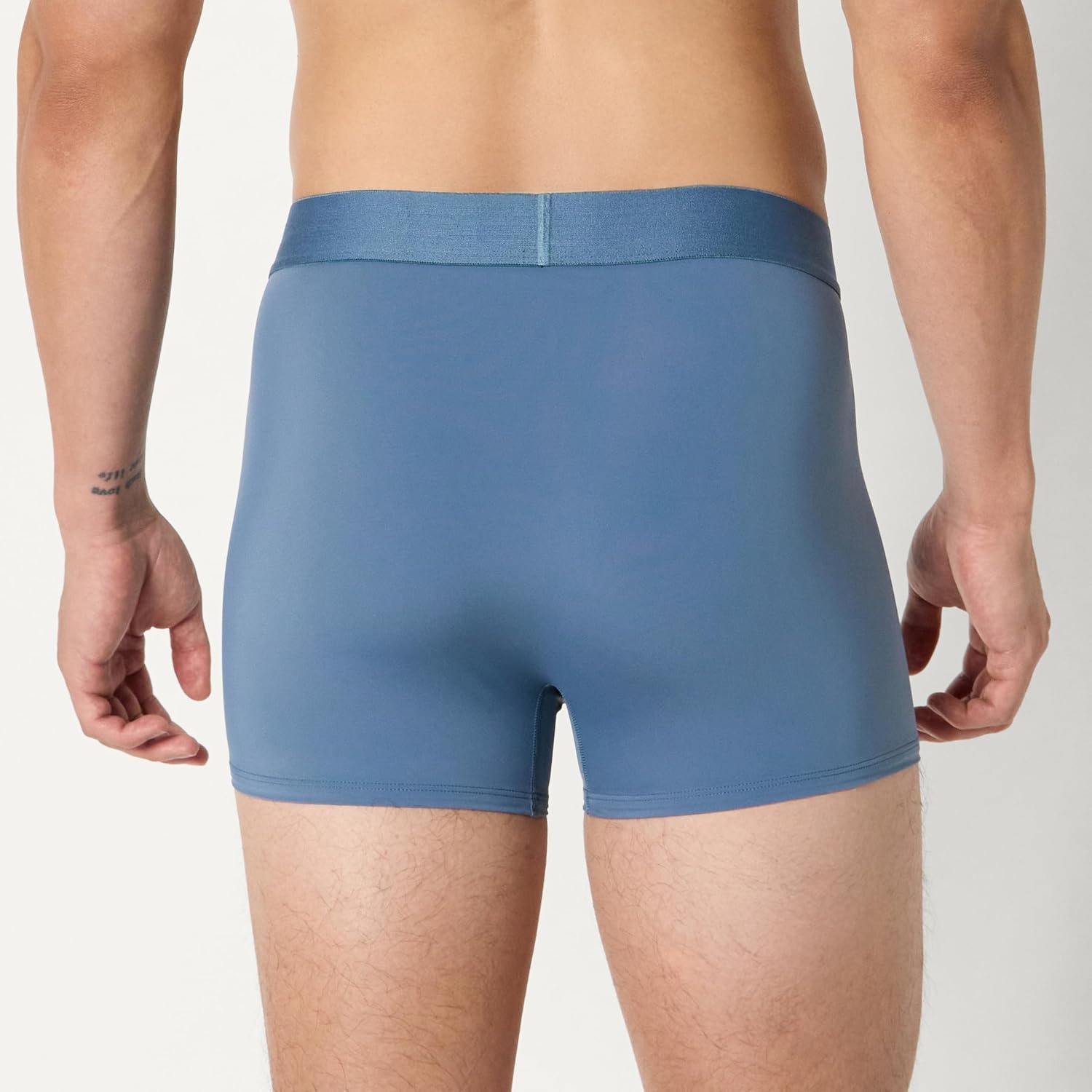 image:imageAmazon Essentials Mens Microfiber Boxer Shorts Underwear Pack of 3Navy Blue Blue Light Gray