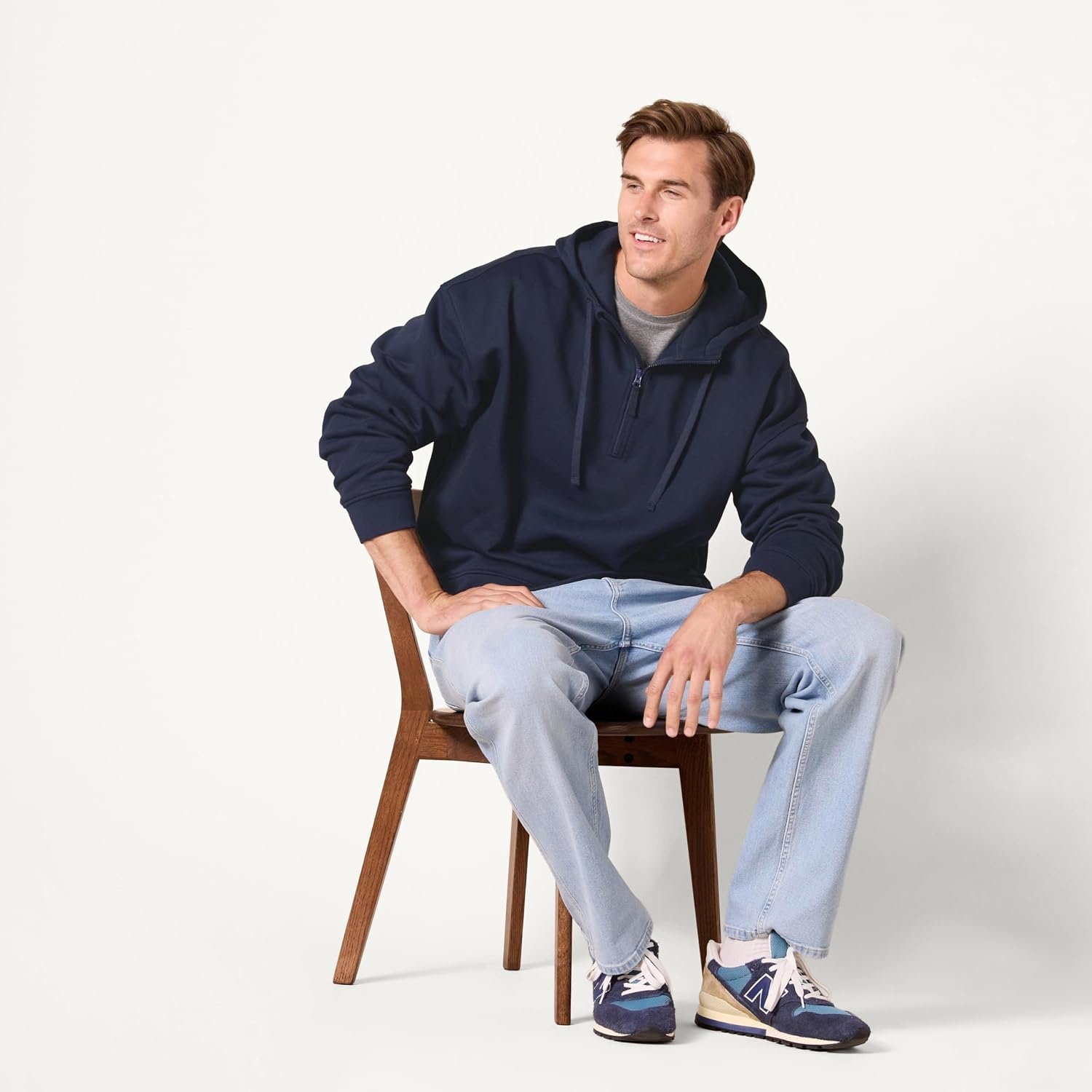 image:imageAmazon Essentials Mens QuarterZip OversizedFit Hoodie SweatshirtNavy