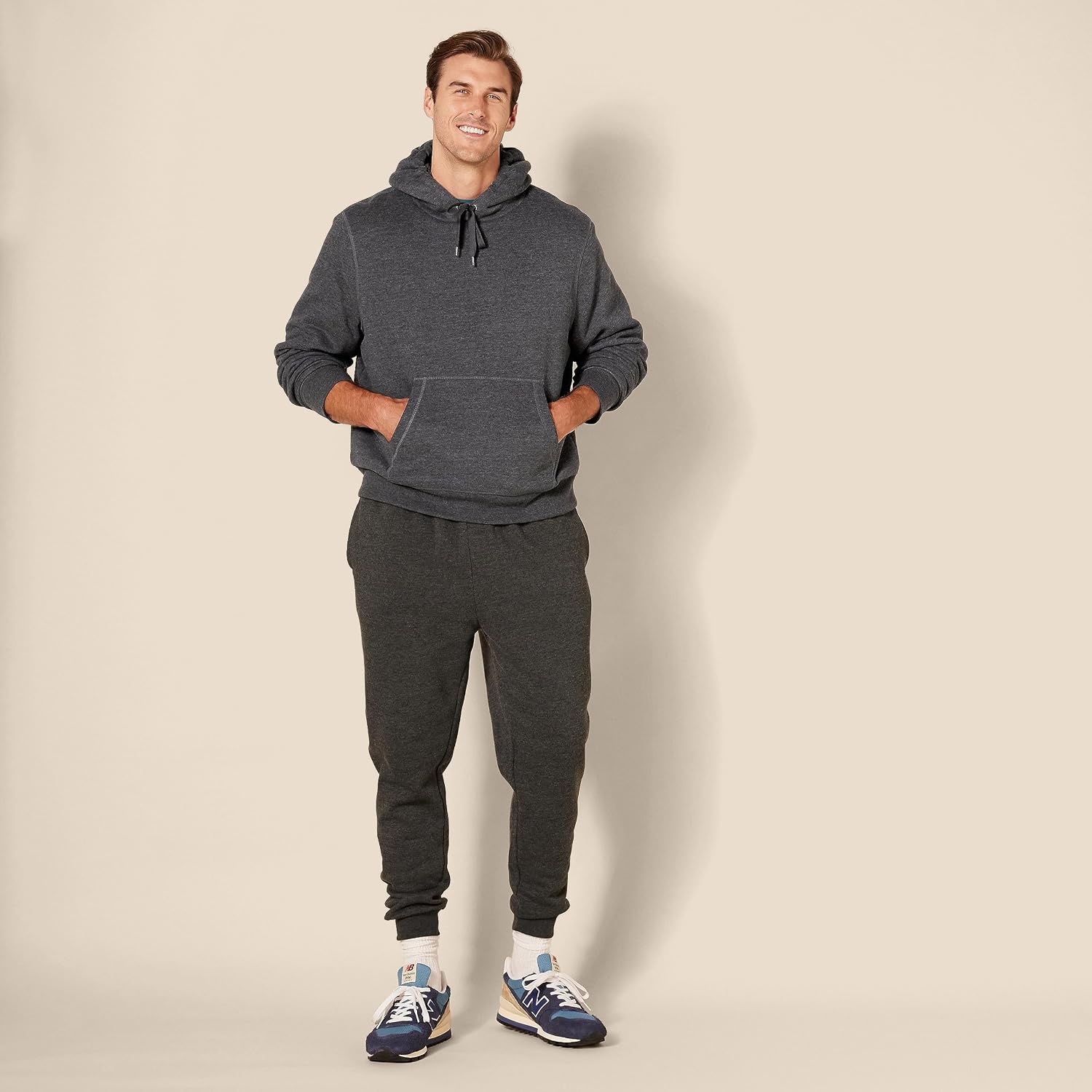 image:imageAmazon Essentials Mens Regular Fit SherpaLined Pullover HoodieCharcoal Heather