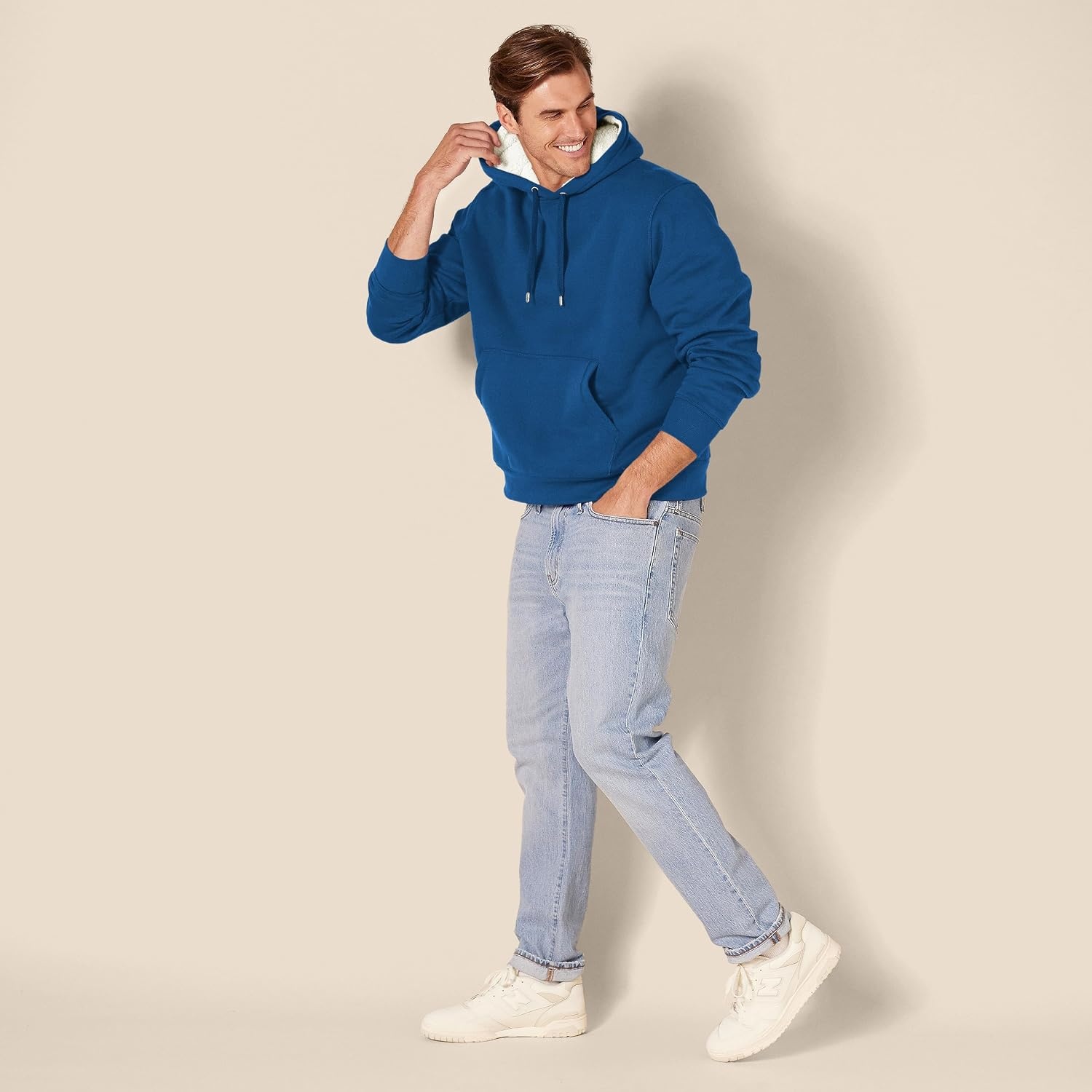 image:imageAmazon Essentials Mens Regular Fit SherpaLined Pullover HoodieDark Teal