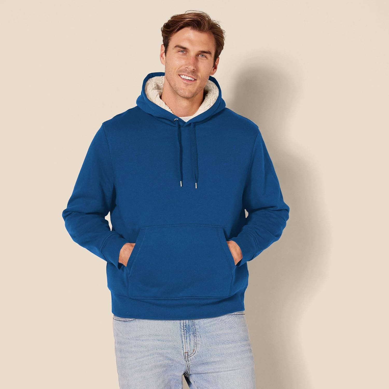 image:imageAmazon Essentials Mens Regular Fit SherpaLined Pullover HoodieDark Teal