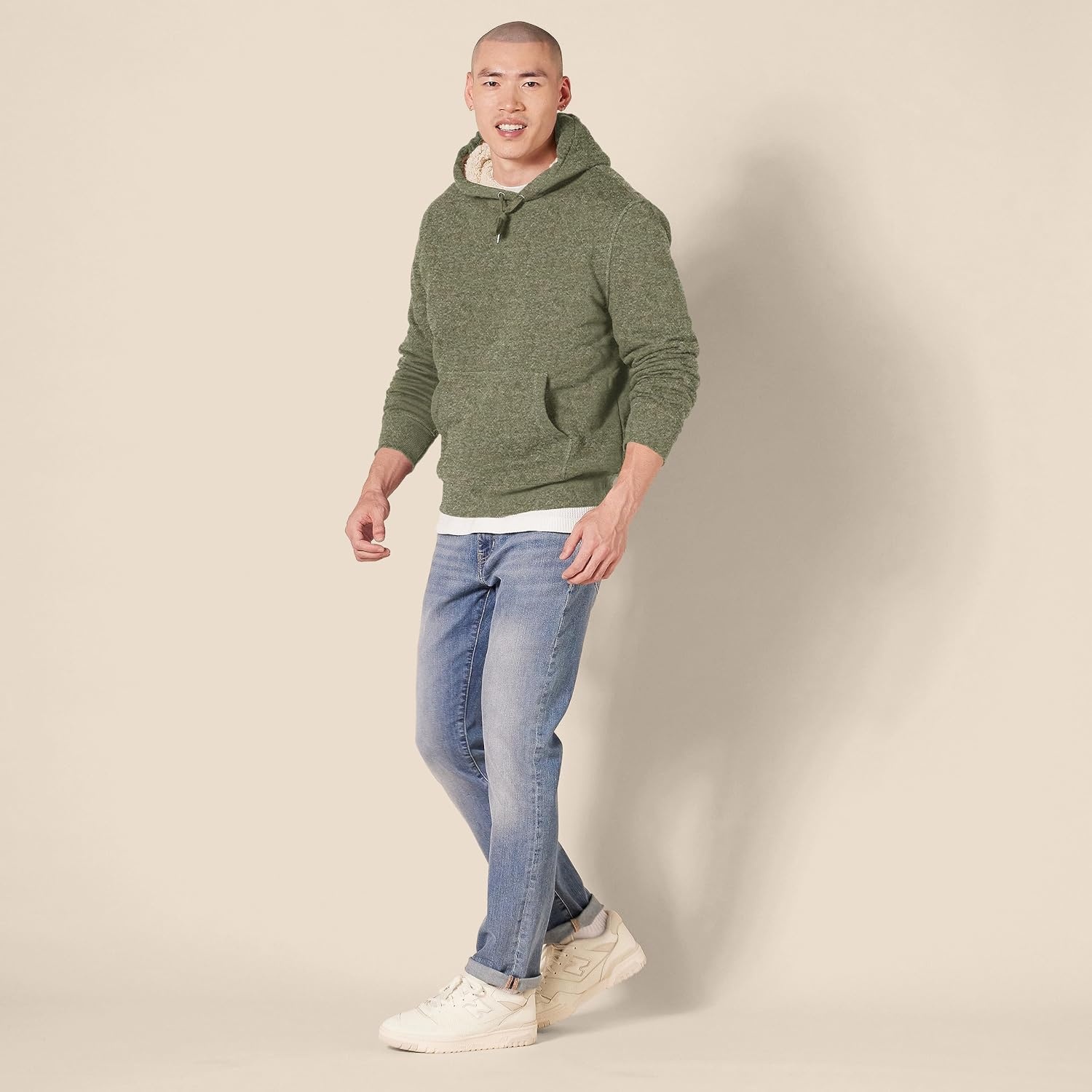 image:imageAmazon Essentials Mens Regular Fit SherpaLined Pullover HoodieOlive