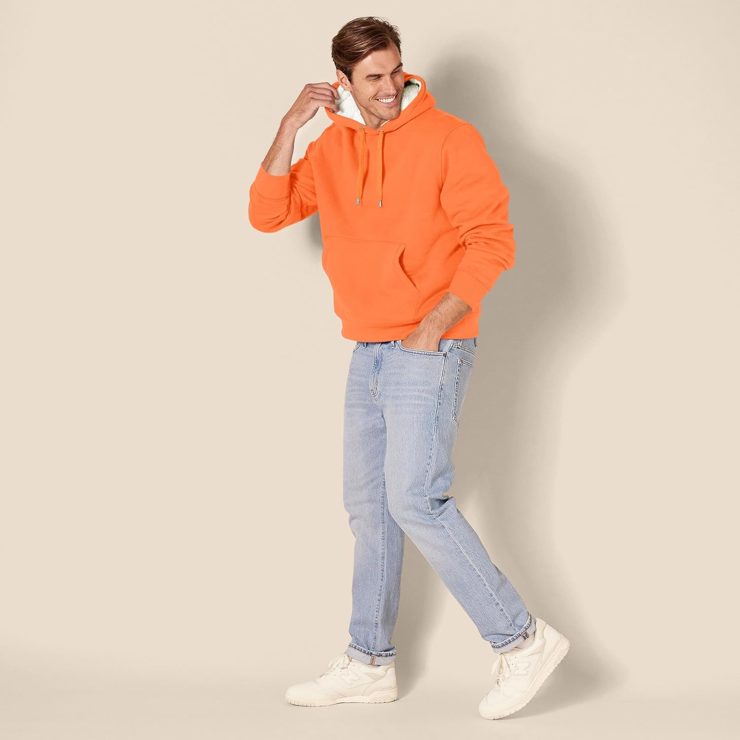 image:imageAmazon Essentials Mens Regular Fit SherpaLined Pullover HoodieOrange