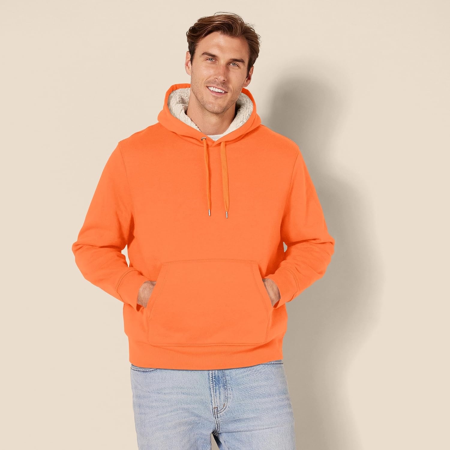 image:imageAmazon Essentials Mens Regular Fit SherpaLined Pullover HoodieOrange