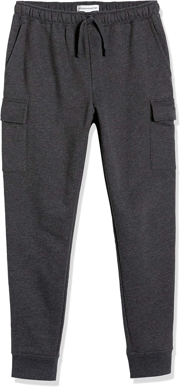 image:imageAmazon Essentials Mens Relaxed Fit Cargo Fleece Jogger Sweatpants with DrawstringCharcoal Heather