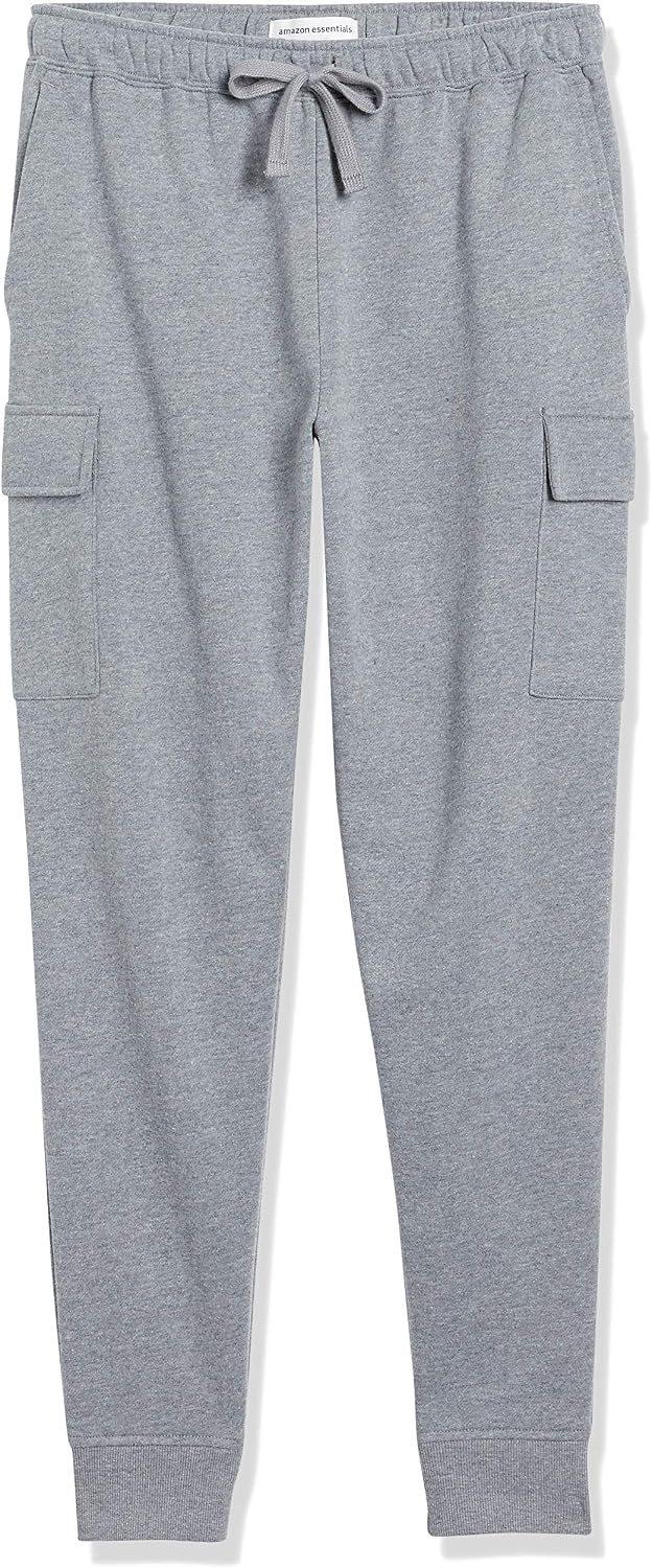 image:imageAmazon Essentials Mens Relaxed Fit Cargo Fleece Jogger Sweatpants with DrawstringLight Grey Heather