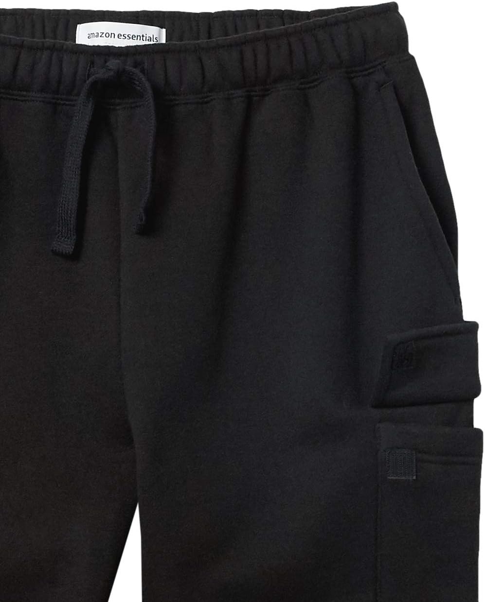 image:imageAmazon Essentials Mens Relaxed Fit Cargo Fleece Sweatpants with Open BottomBlack