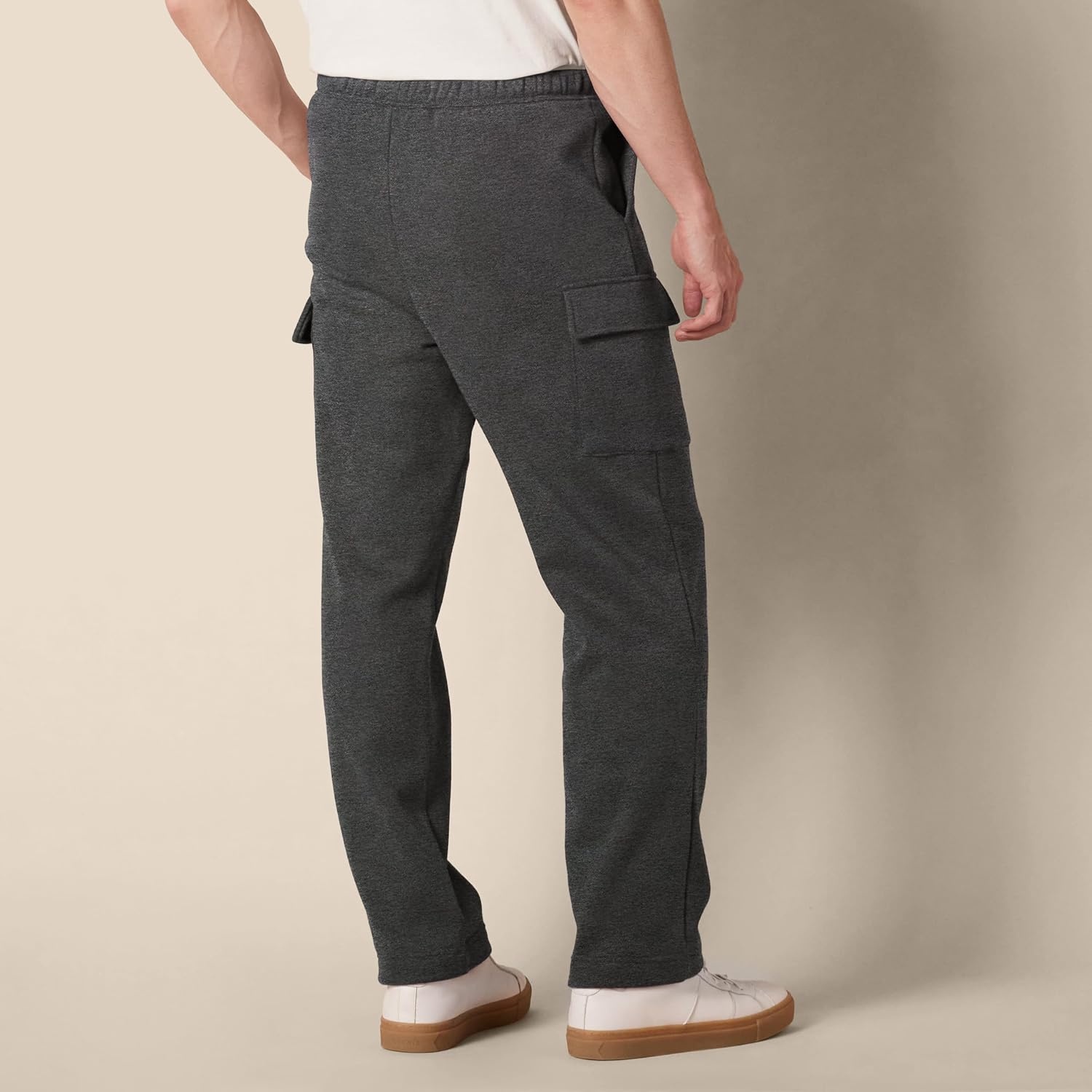 image:imageAmazon Essentials Mens Relaxed Fit Cargo Fleece Sweatpants with Open BottomCharcoal Heather