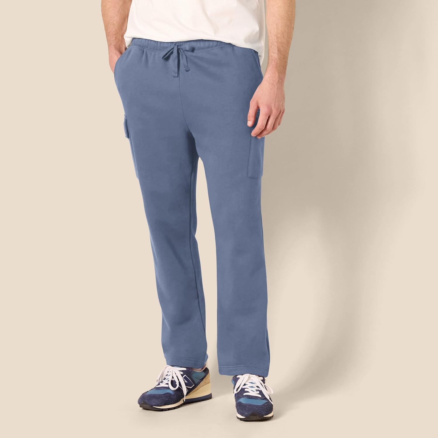 image:imageAmazon Essentials Mens Relaxed Fit Cargo Fleece Sweatpants with Open BottomIndigo Blue