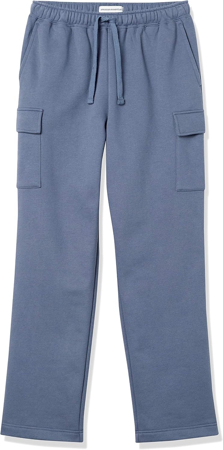 image:imageAmazon Essentials Mens Relaxed Fit Cargo Fleece Sweatpants with Open BottomIndigo Blue