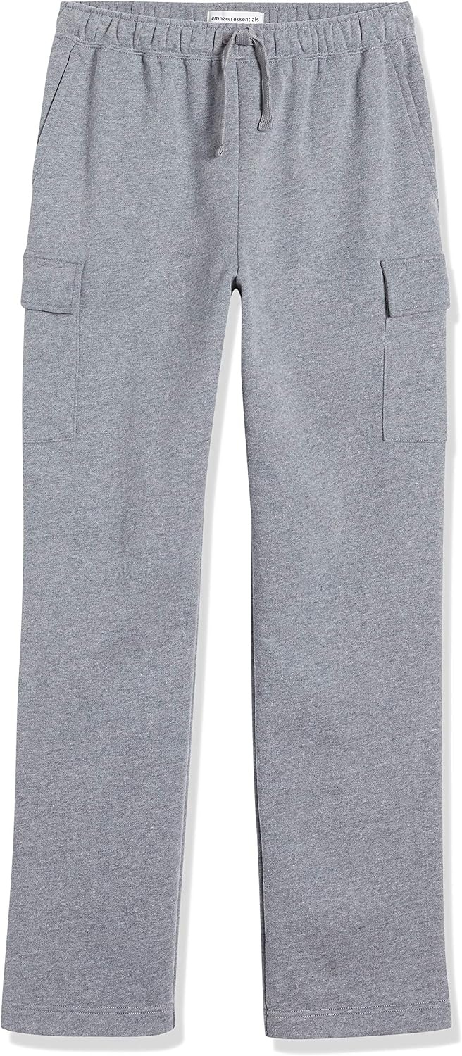 image:imageAmazon Essentials Mens Relaxed Fit Cargo Fleece Sweatpants with Open BottomLight Grey Heather