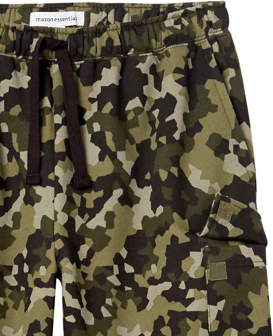 image:imageAmazon Essentials Mens Relaxed Fit Cargo Fleece Sweatpants with Open BottomOlive Geo Camo