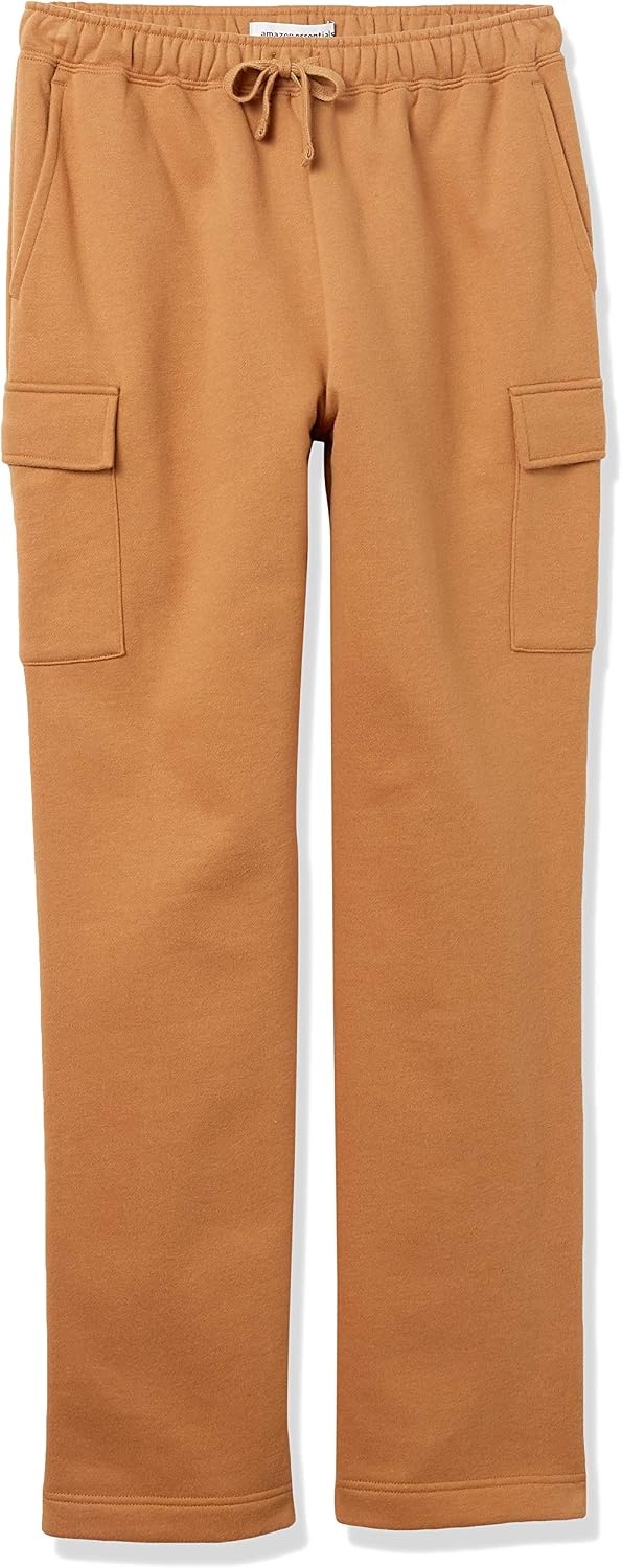 image:imageAmazon Essentials Mens Relaxed Fit Cargo Fleece Sweatpants with Open BottomTan