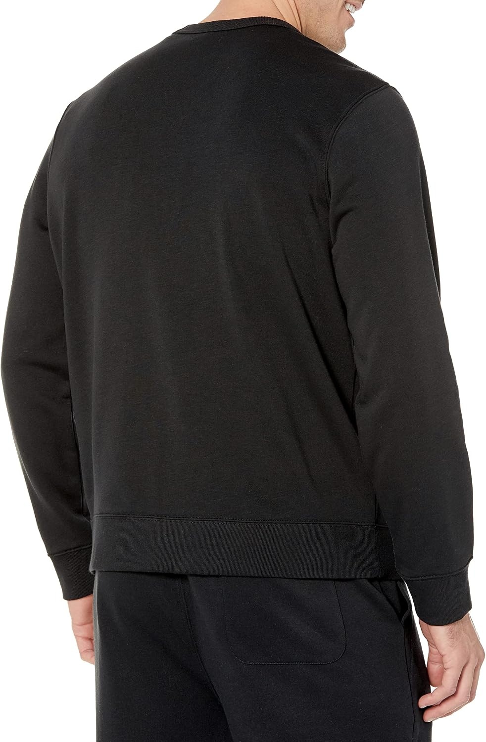 image:imageAmazon Essentials Mens Relaxed Fit Crewneck Sweatshirt Lightweight LongSleeve French Terry Available in Big amp TallBlack