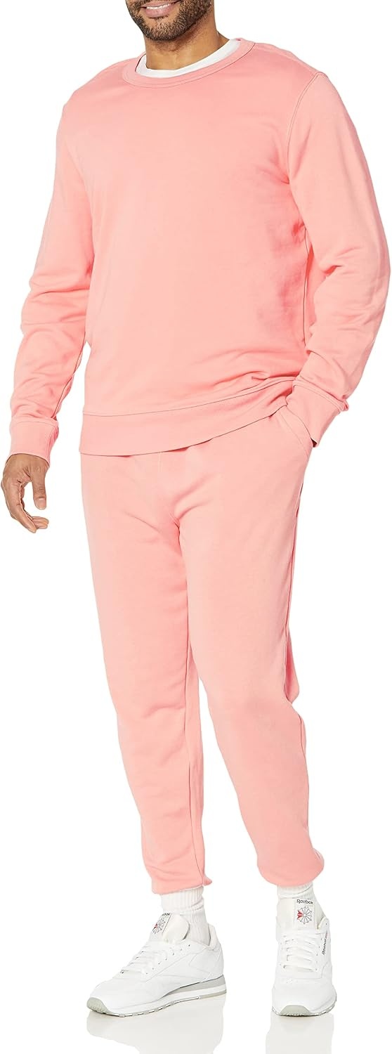 image:imageAmazon Essentials Mens Relaxed Fit Crewneck Sweatshirt Lightweight LongSleeve French Terry Available in Big amp TallPeach