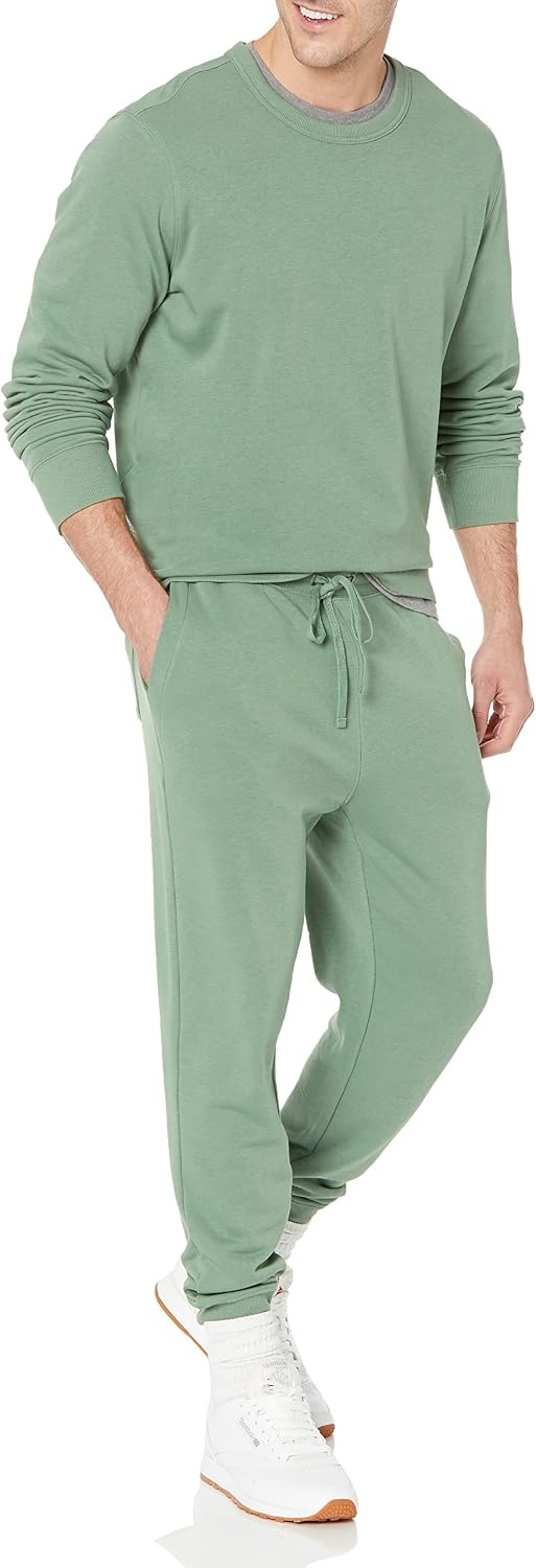 image:imageAmazon Essentials Mens Relaxed Fit Crewneck Sweatshirt Lightweight LongSleeve French Terry Available in Big amp TallSage Green