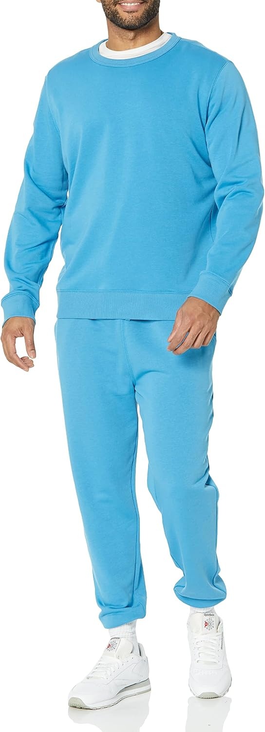 image:imageAmazon Essentials Mens Relaxed Fit Crewneck Sweatshirt Lightweight LongSleeve French Terry Available in Big amp TallTurquoise Blue