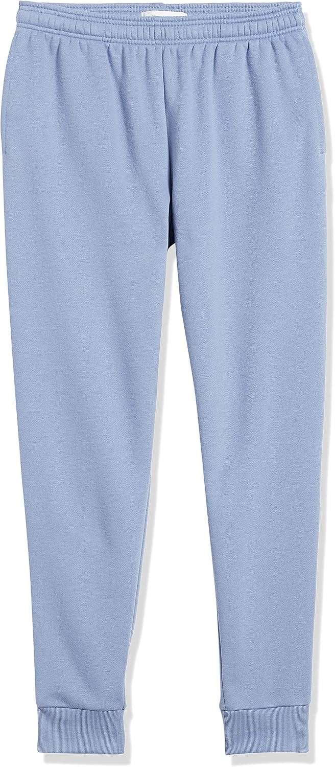 image:imageAmazon Essentials Mens Relaxed Fit Fleece Joggers Sweatpants Drawstring Waist Tapered Leg Ribbed Cuffs Brushed InteriorBlue