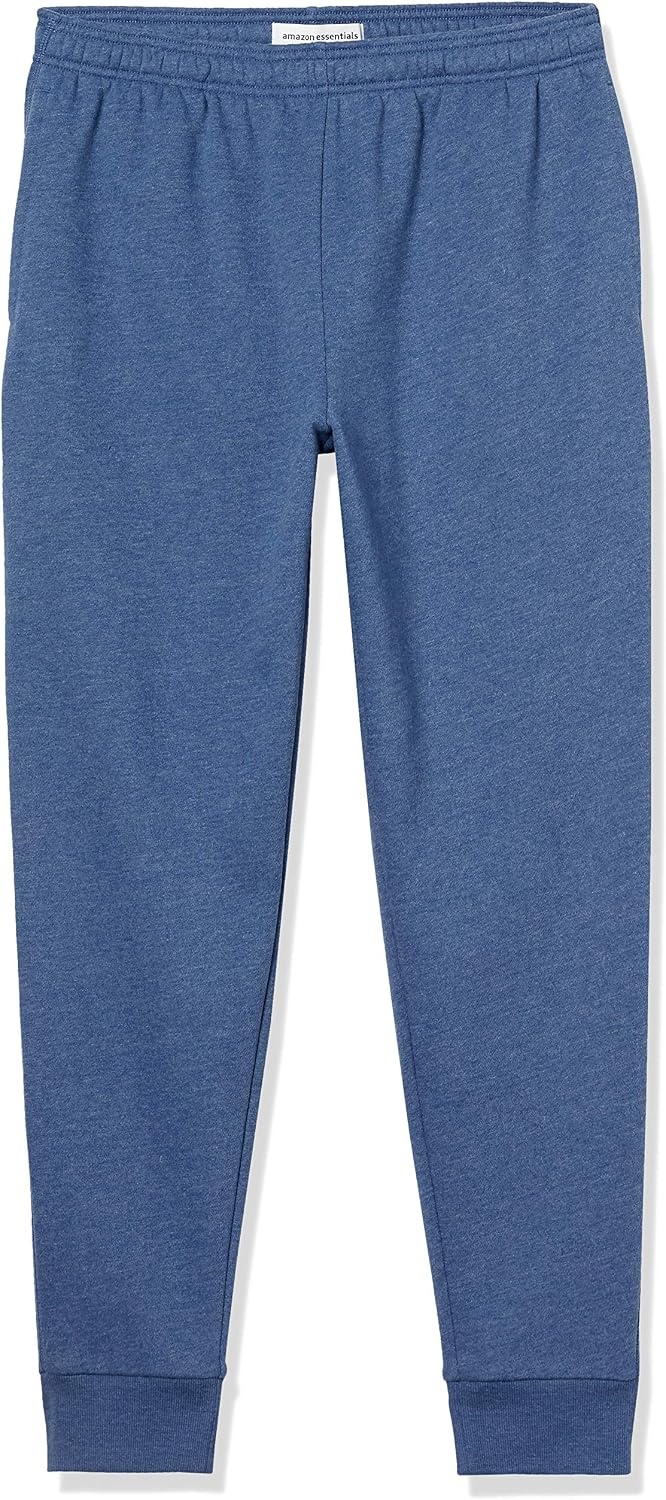 image:imageAmazon Essentials Mens Relaxed Fit Fleece Joggers Sweatpants Drawstring Waist Tapered Leg Ribbed Cuffs Brushed InteriorBlue Heather