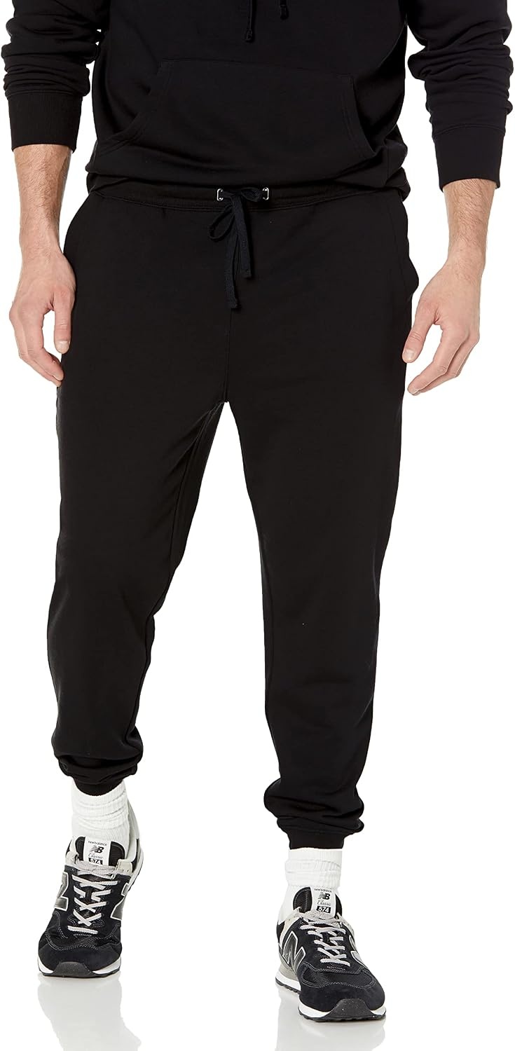 image:imageAmazon Essentials Mens Relaxed Fit Jogger Pants Lightweight French Terry LoungewearBlack