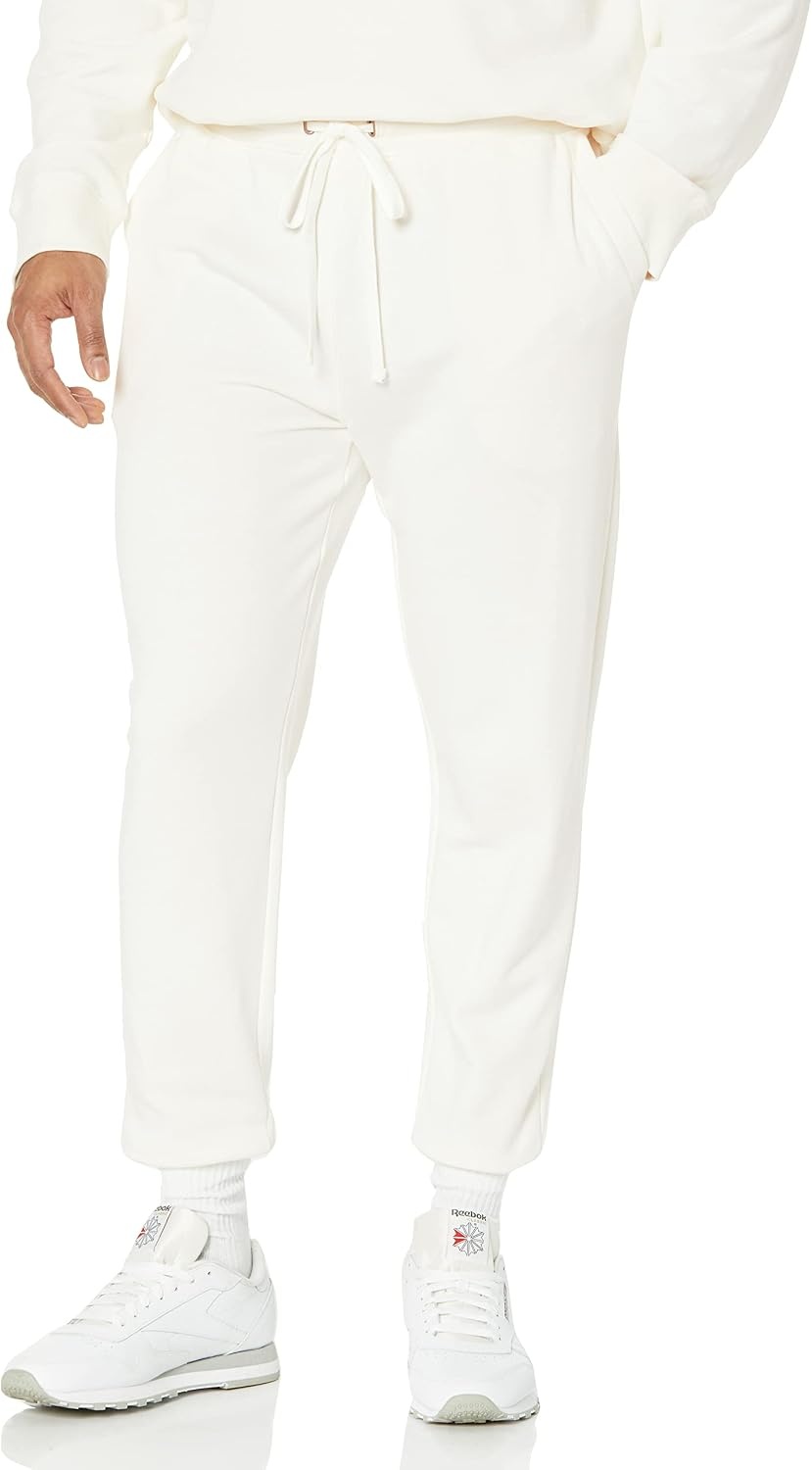 image:imageAmazon Essentials Mens Relaxed Fit Jogger Pants Lightweight French Terry LoungewearEggshell White