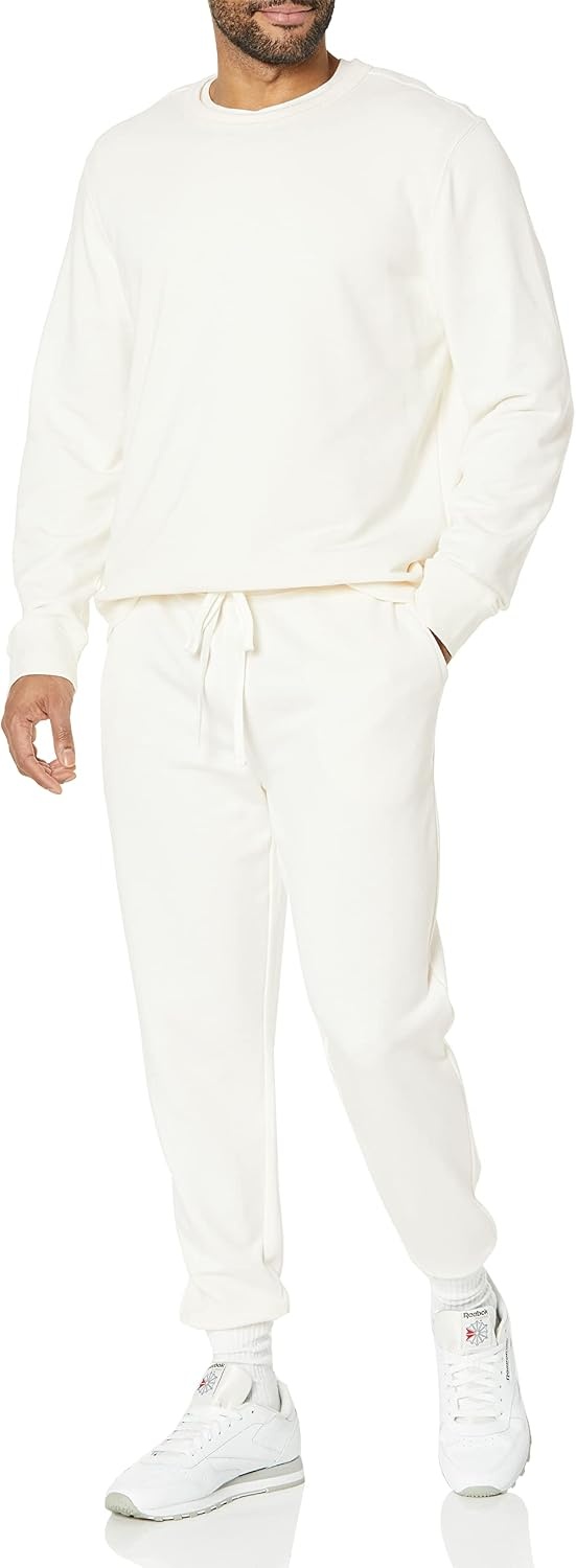 image:imageAmazon Essentials Mens Relaxed Fit Jogger Pants Lightweight French Terry LoungewearEggshell White