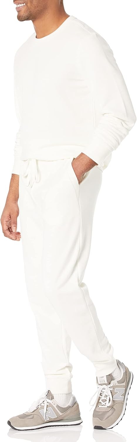 image:imageAmazon Essentials Mens Relaxed Fit Jogger Pants Lightweight French Terry LoungewearEggshell White