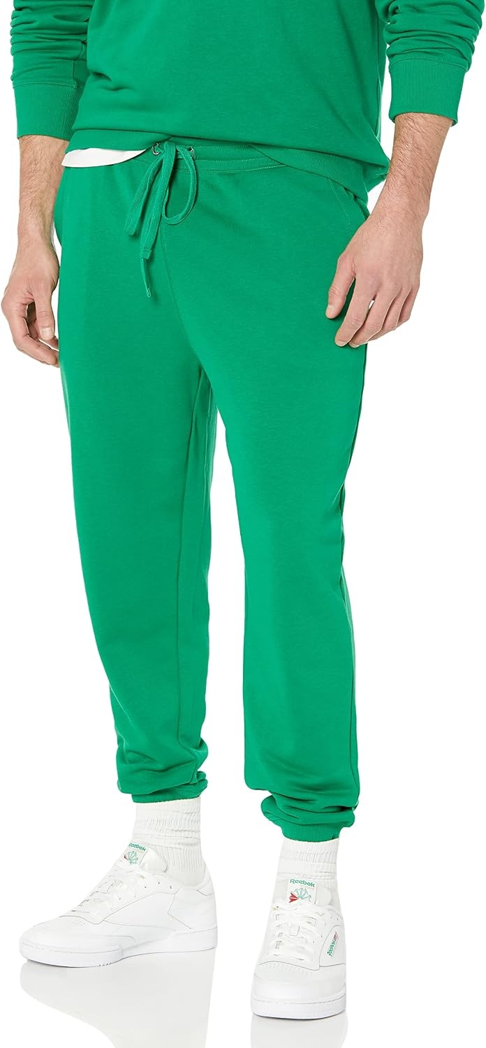 image:imageAmazon Essentials Mens Relaxed Fit Jogger Pants Lightweight French Terry LoungewearGreen