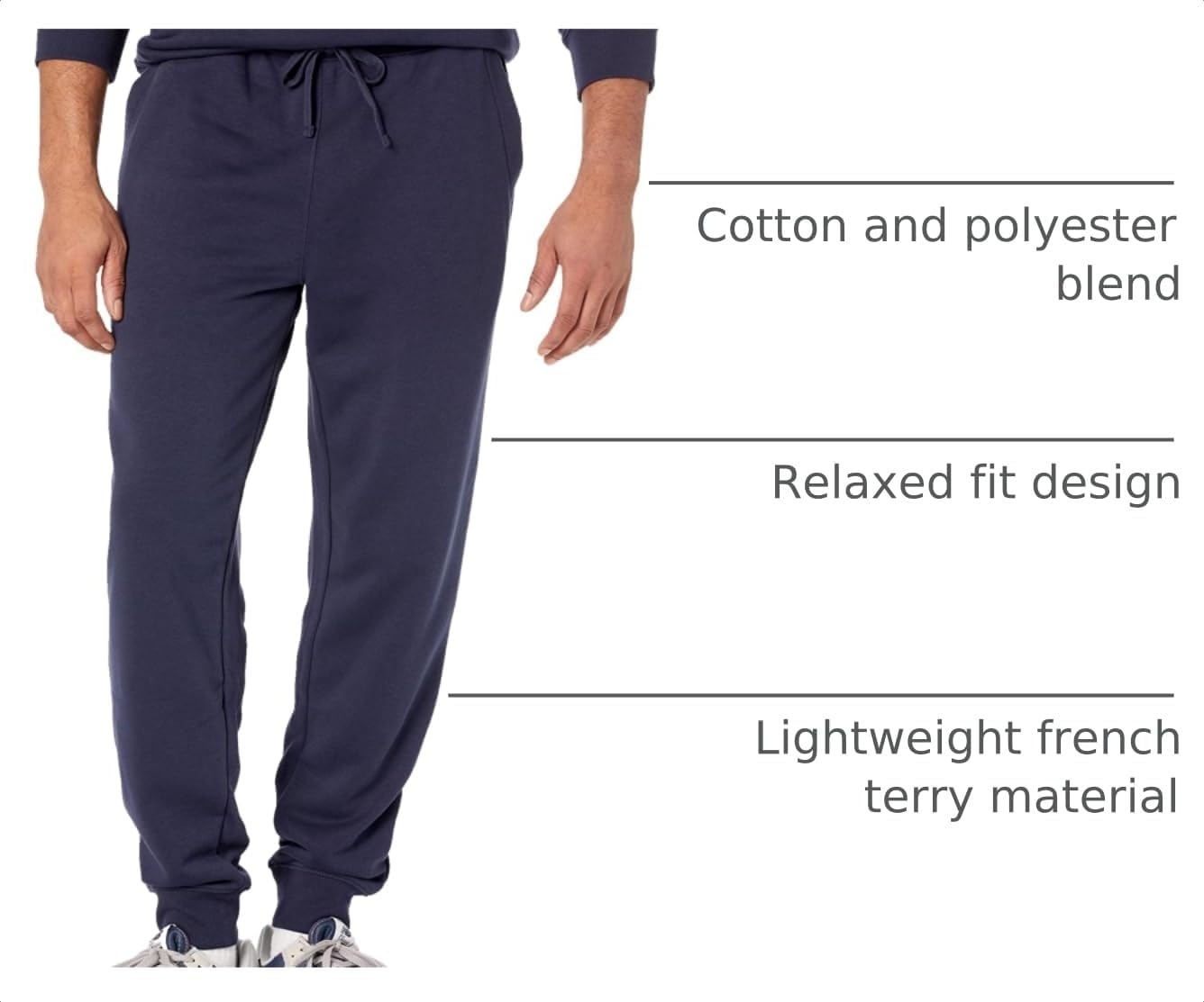 image:imageAmazon Essentials Mens Relaxed Fit Jogger Pants Lightweight French Terry LoungewearNavy