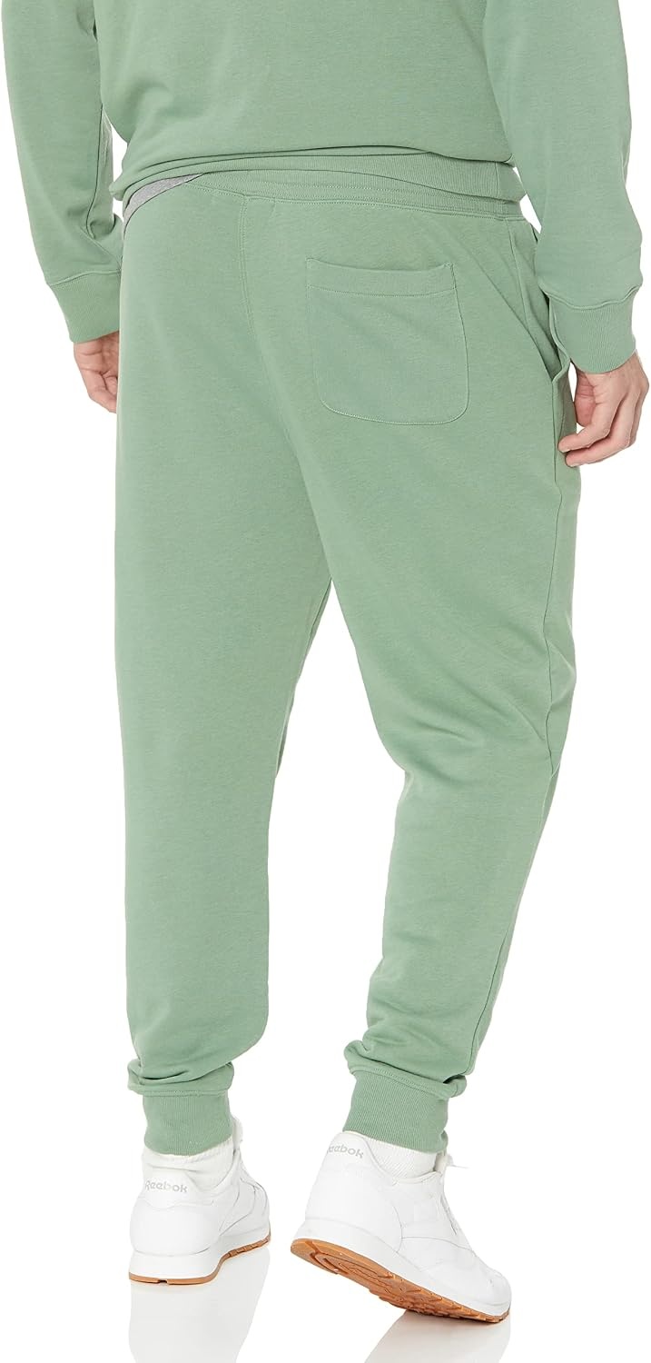 image:imageAmazon Essentials Mens Relaxed Fit Jogger Pants Lightweight French Terry LoungewearSage Green