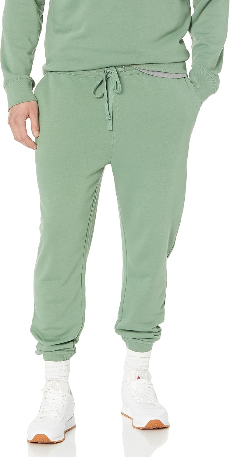 image:imageAmazon Essentials Mens Relaxed Fit Jogger Pants Lightweight French Terry LoungewearSage Green