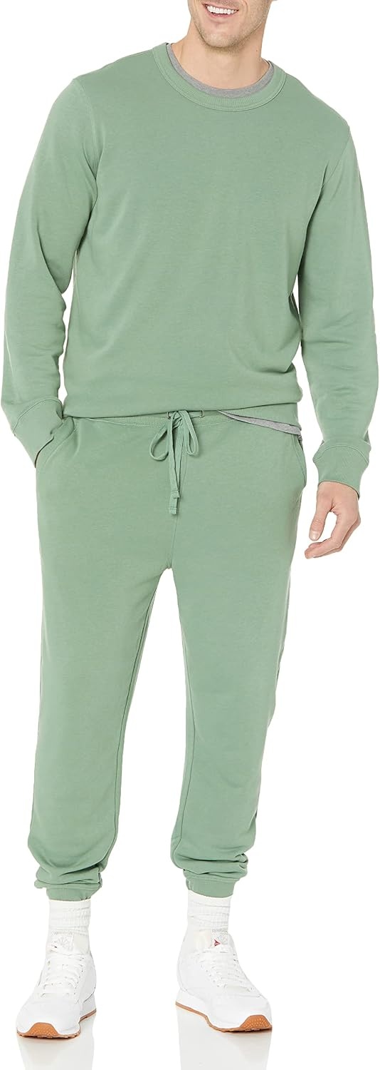 image:imageAmazon Essentials Mens Relaxed Fit Jogger Pants Lightweight French Terry LoungewearSage Green