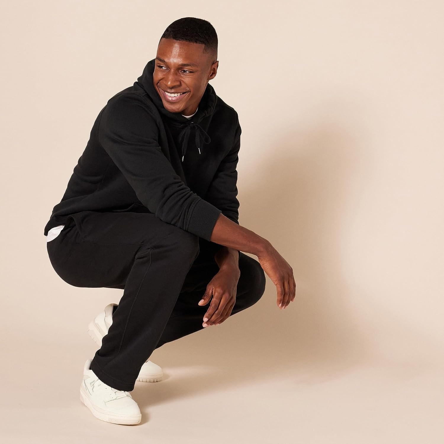 image:imageAmazon Essentials Mens Relaxed Straight Leg Fleece Open Bottom Sweatpant Available in Big amp TallBlack