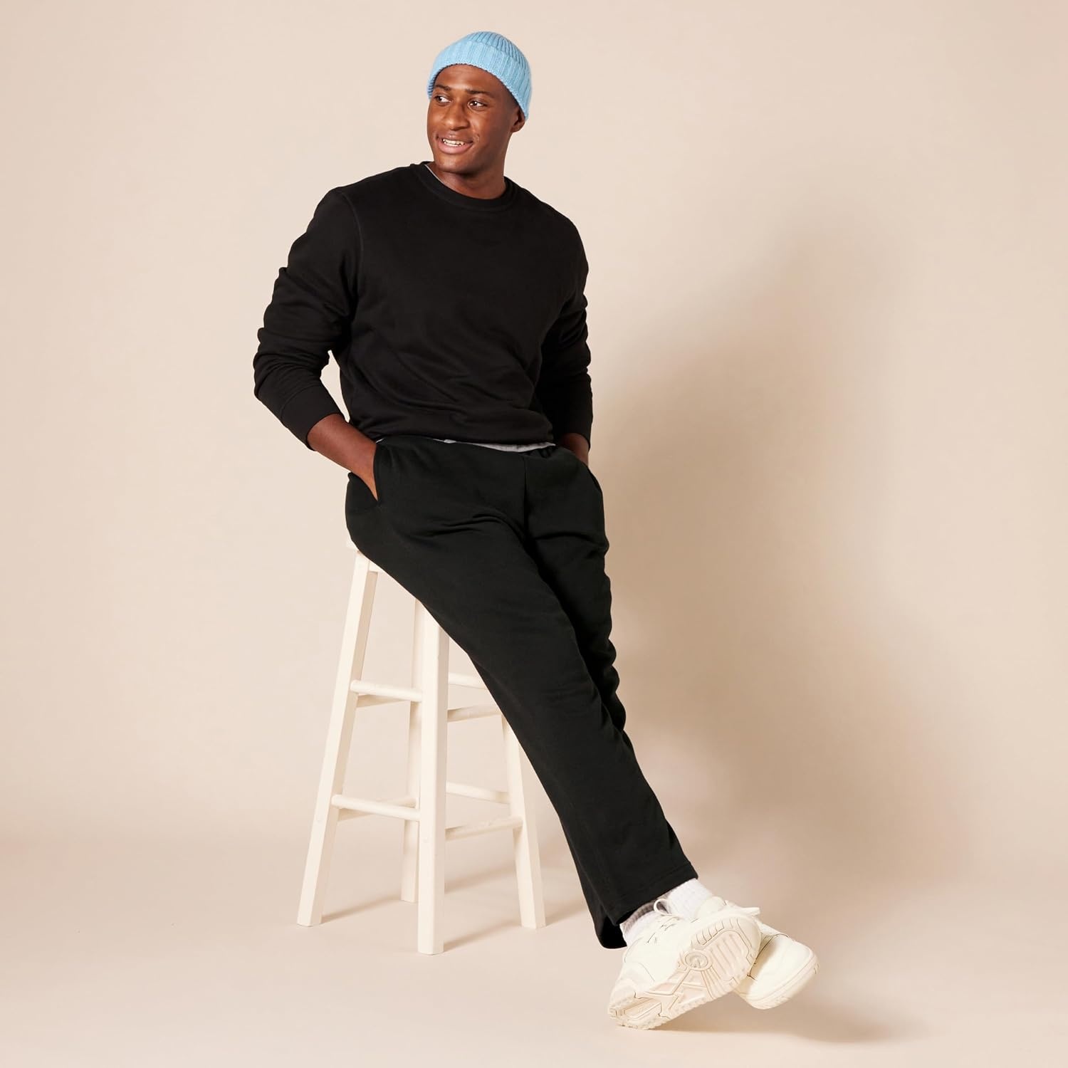 image:imageAmazon Essentials Mens Relaxed Straight Leg Fleece Open Bottom Sweatpant Available in Big amp TallBlack