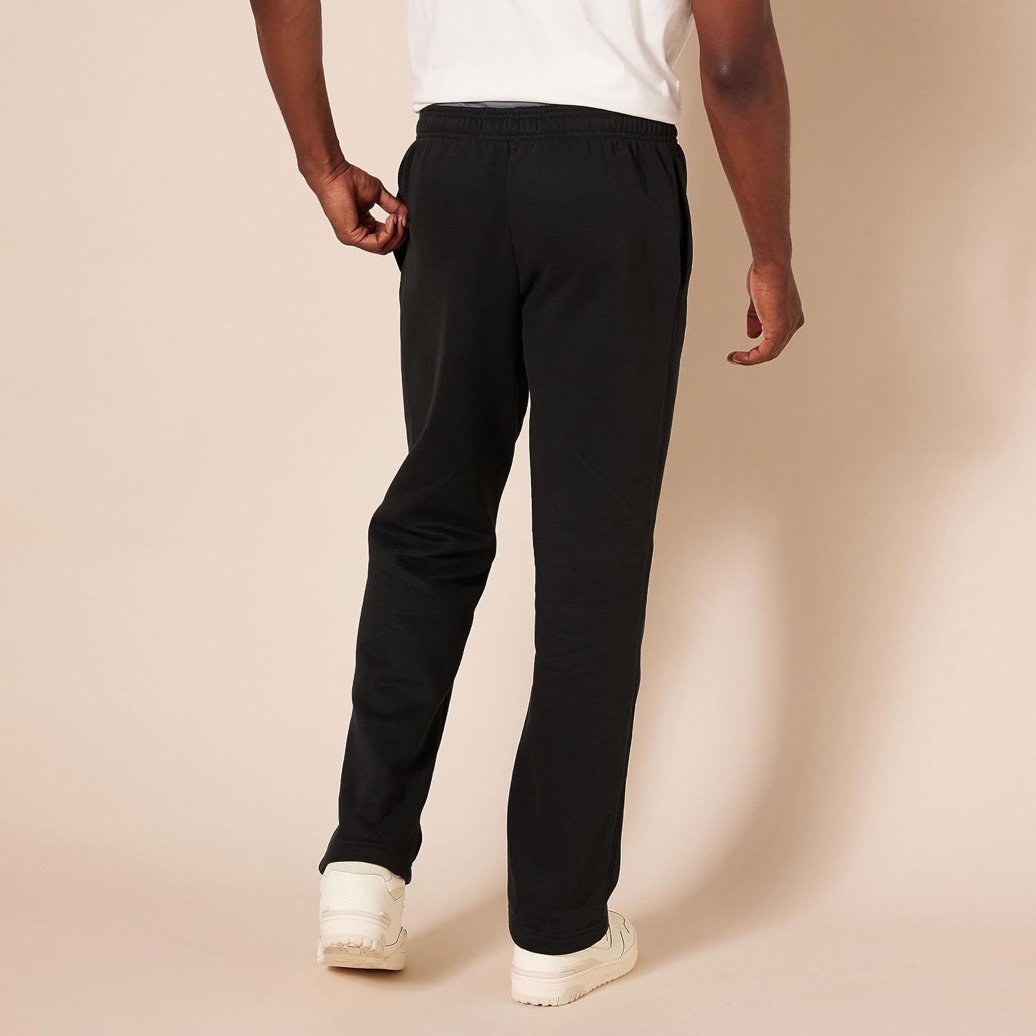 image:imageAmazon Essentials Mens Relaxed Straight Leg Fleece Open Bottom Sweatpant Available in Big amp TallBlack