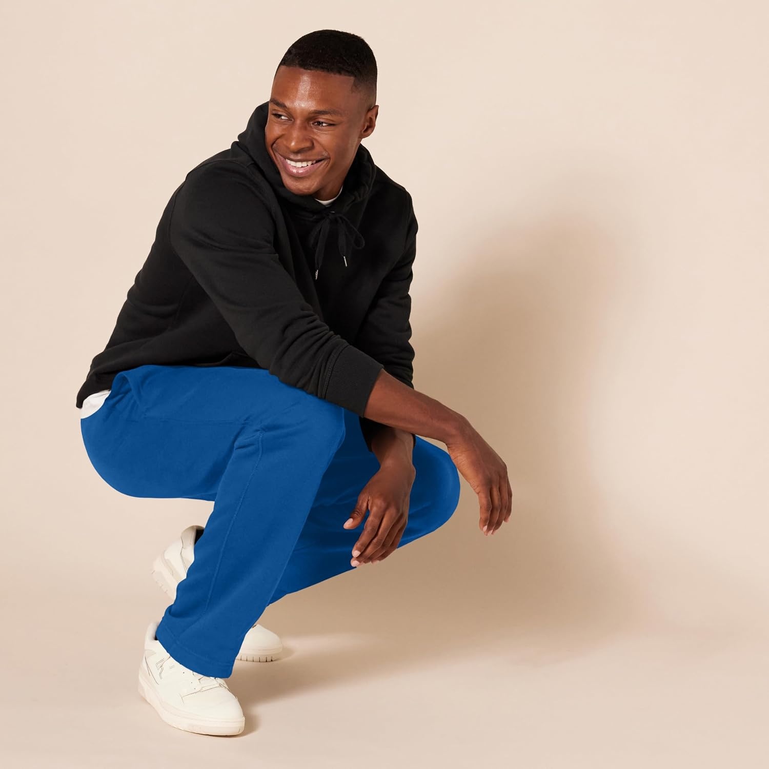 image:imageAmazon Essentials Mens Relaxed Straight Leg Fleece Open Bottom Sweatpant Available in Big amp TallBlue