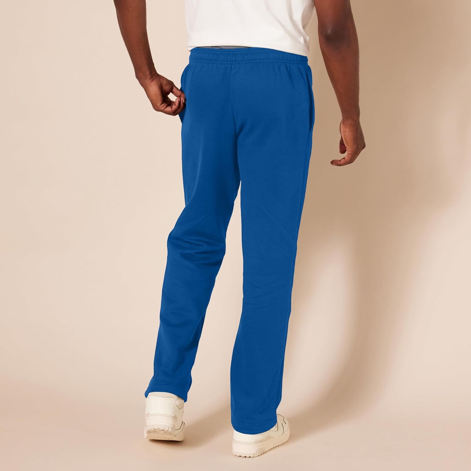 image:imageAmazon Essentials Mens Relaxed Straight Leg Fleece Open Bottom Sweatpant Available in Big amp TallBlue