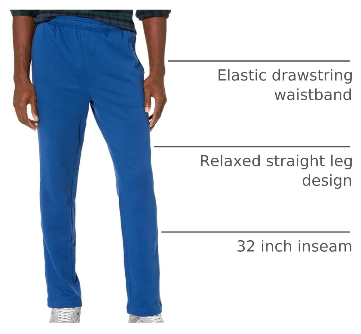 image:imageAmazon Essentials Mens Relaxed Straight Leg Fleece Open Bottom Sweatpant Available in Big amp TallBlue