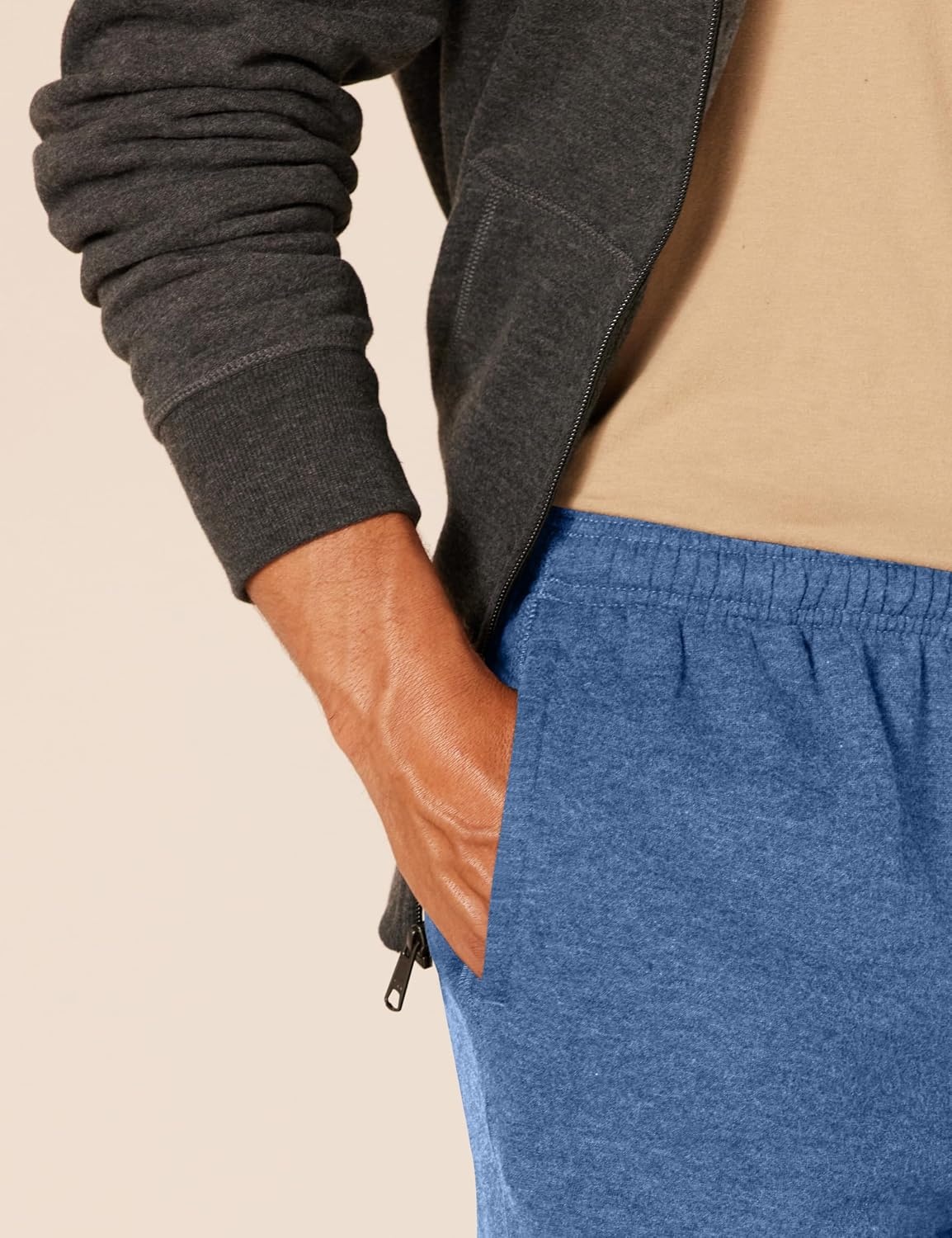 image:imageAmazon Essentials Mens Relaxed Straight Leg Fleece Open Bottom Sweatpant Available in Big amp TallBlue Heather